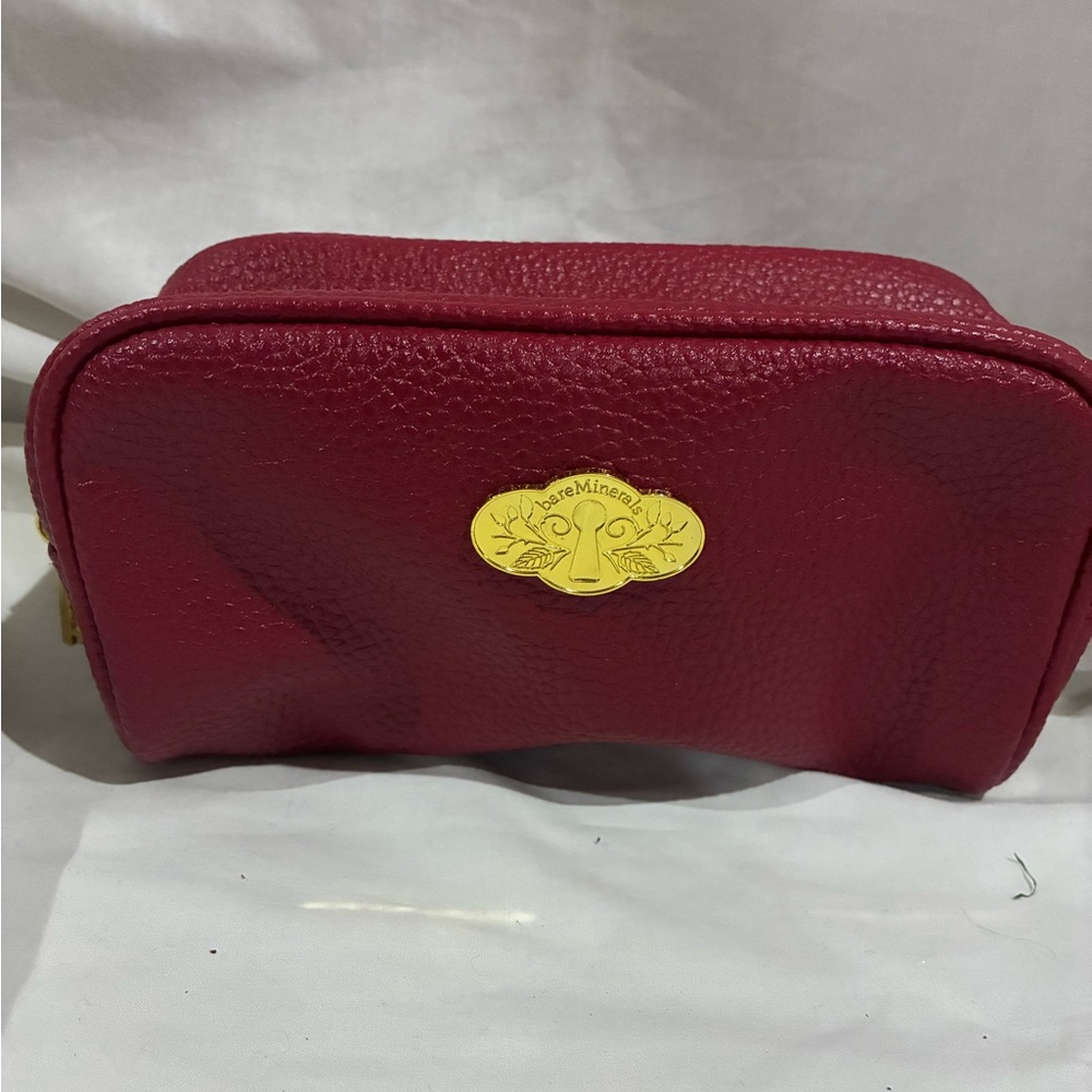 bareMinerals Red Cosmetic Bag with Gold Accent
